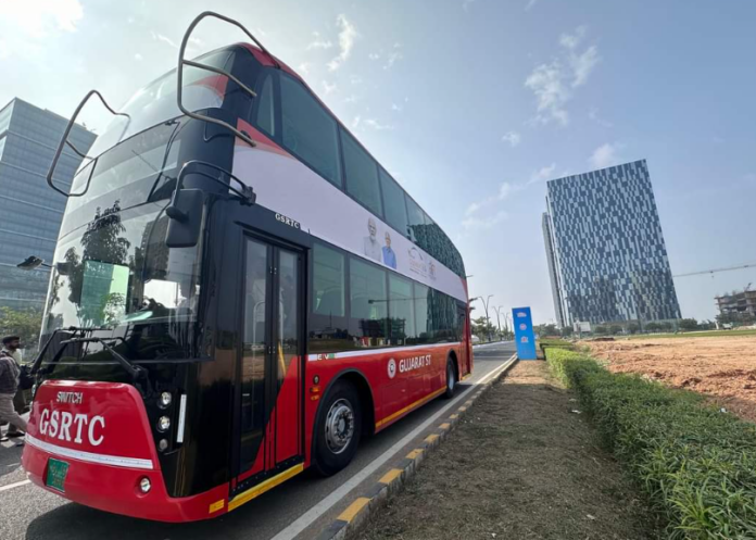 GSRTC Launches Electric Double-Decker Bus at GIFT City Gujarat