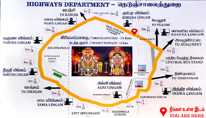 Tiruvannamalai Girivalam Map